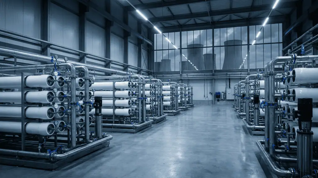 Industrial reverse osmosis system at a power plant