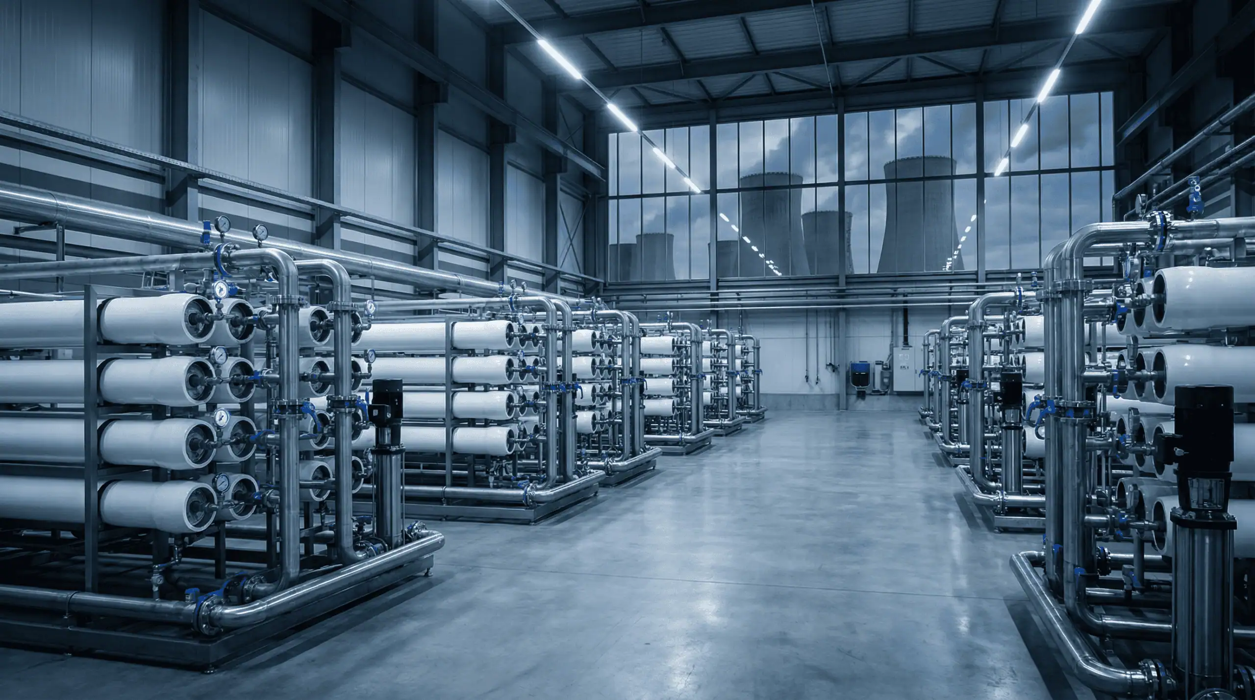 Industrial reverse osmosis system at a power plant