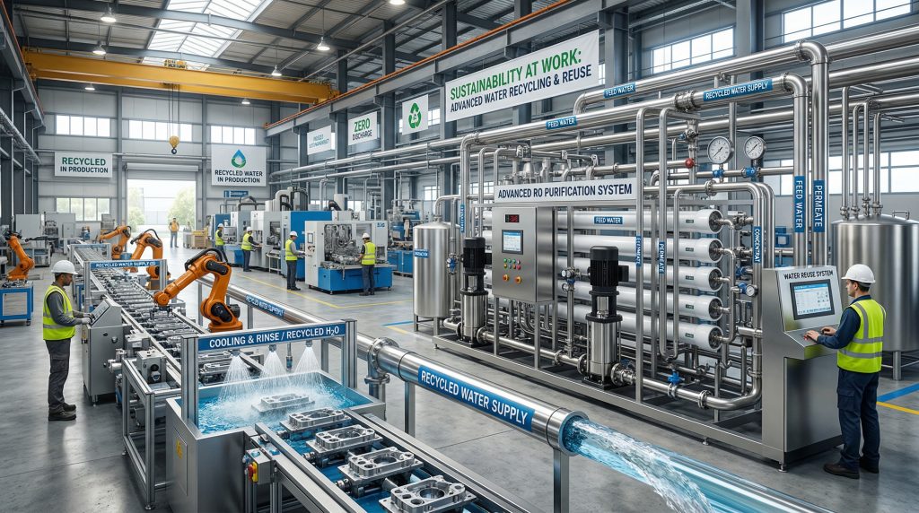 Water recycling system in manufacturing plant