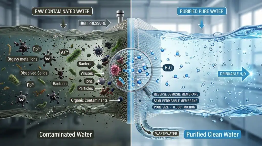 Reverse osmosis membrane filtering PFAS contaminants