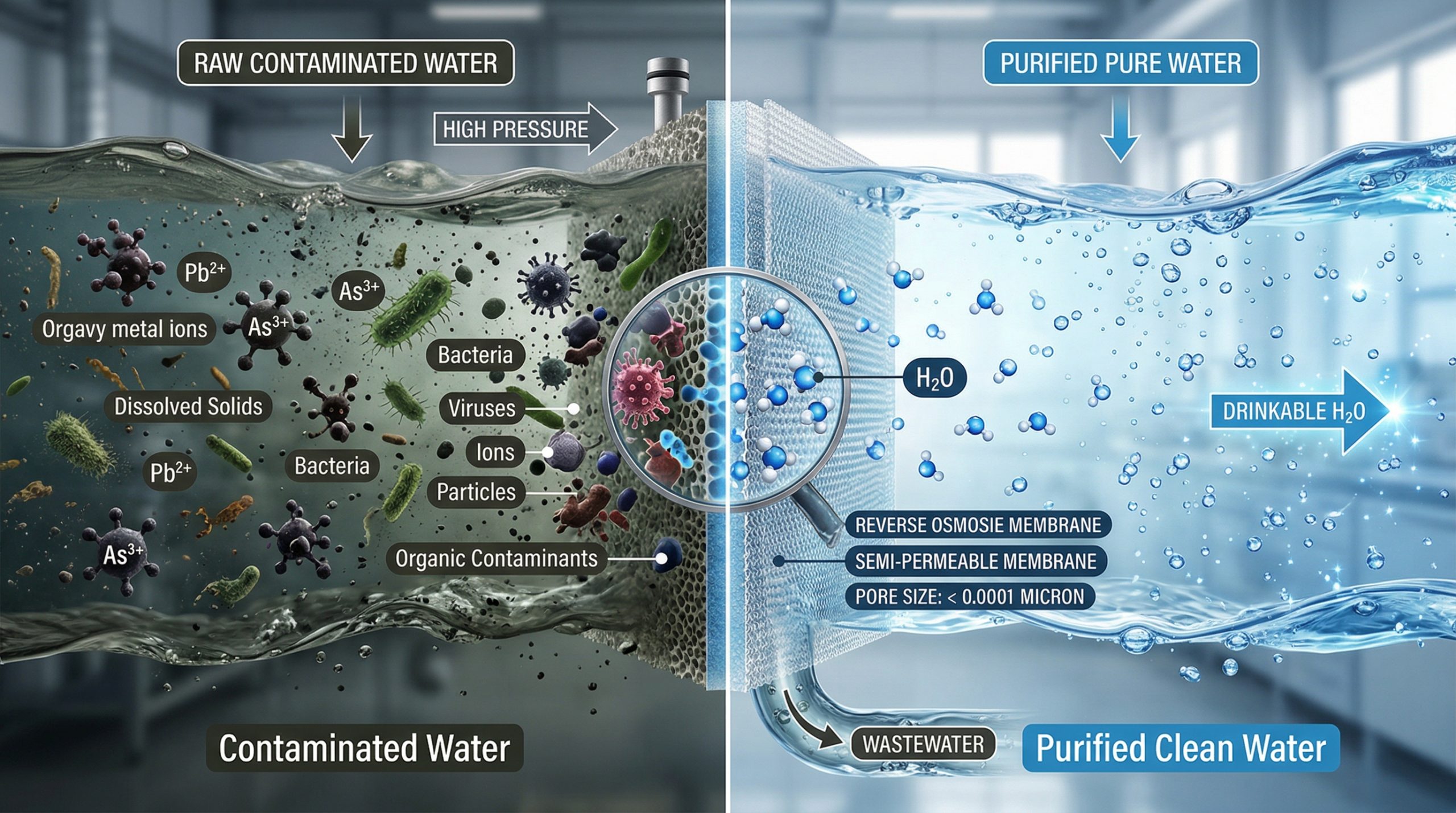 Reverse osmosis membrane filtering PFAS contaminants