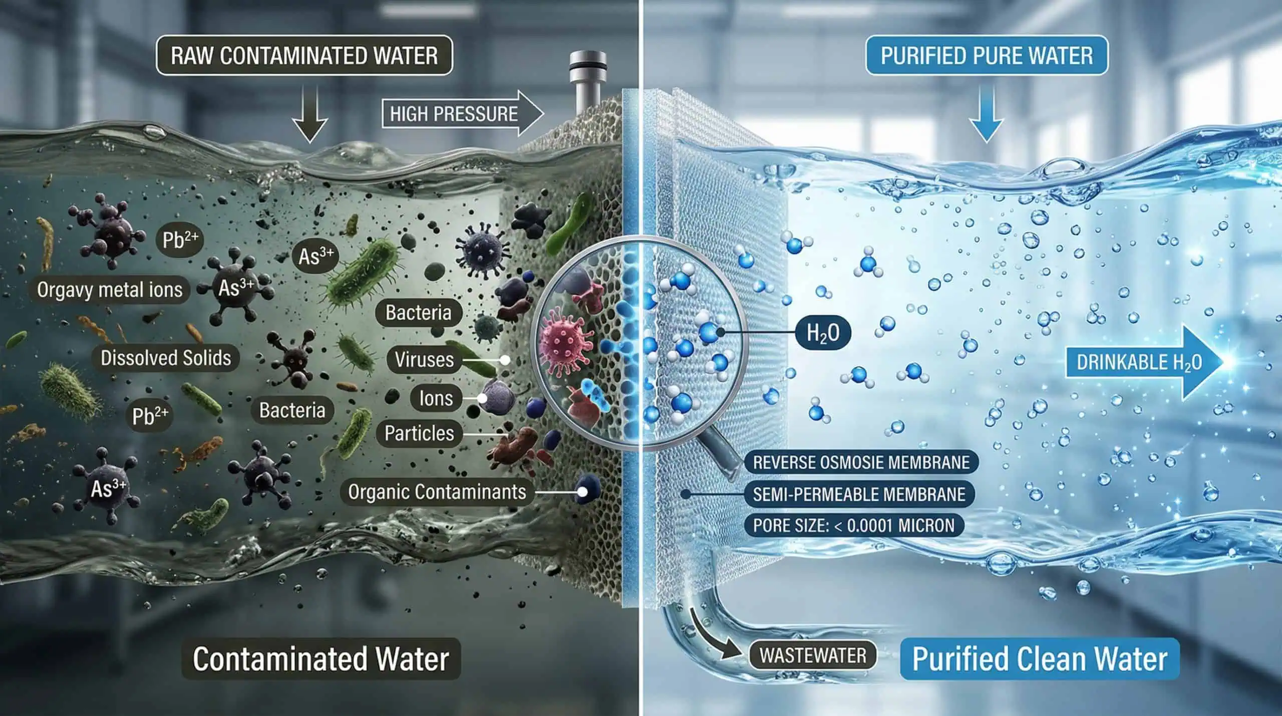 Reverse osmosis membrane filtering PFAS contaminants