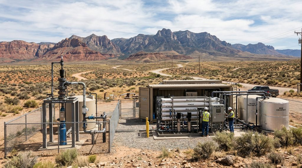 Brackish water desalination in Utah landscape