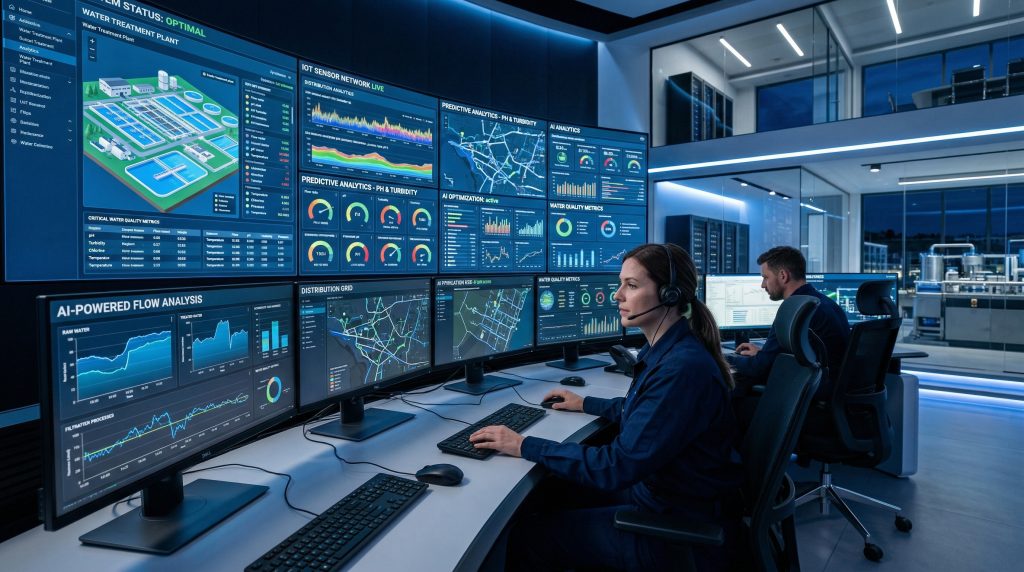 Smart water treatment IoT and AI monitoring system