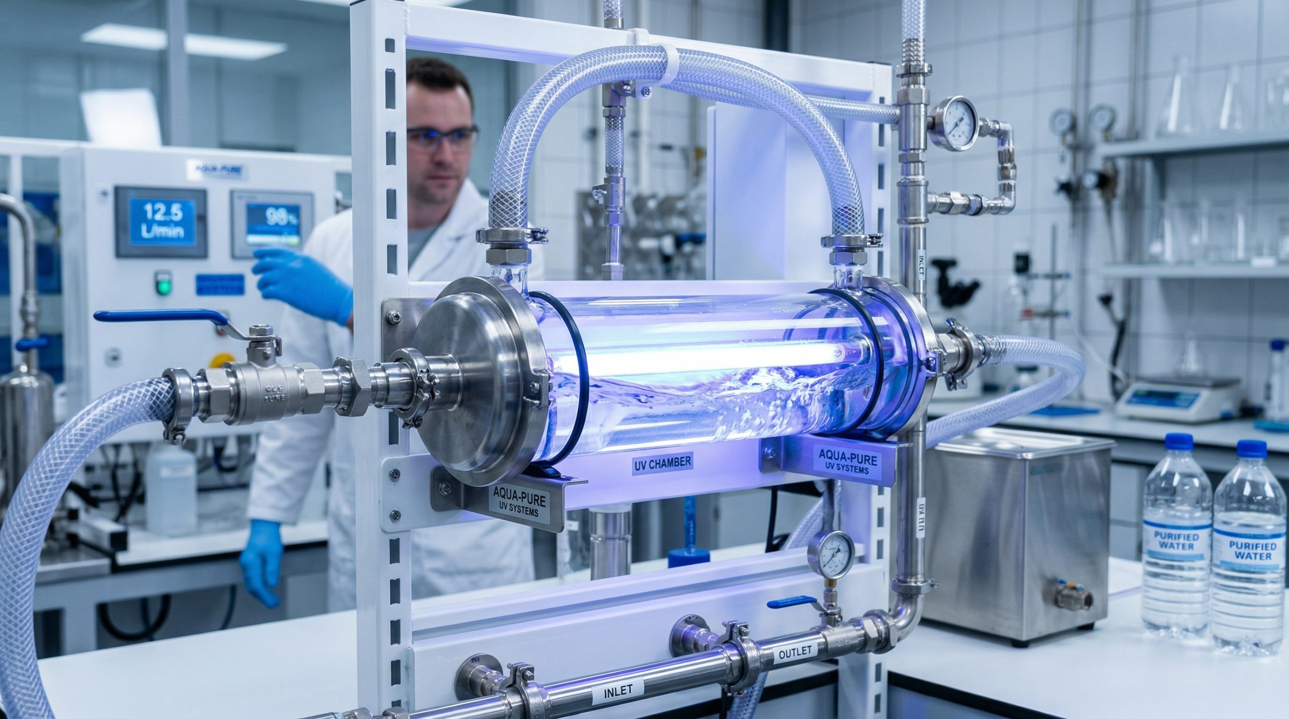 UV water purification system with ultraviolet light